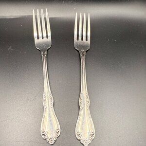 Oneida Mansfield Place Silverware Set of 2 Dinner Forks Vintage Floral Design